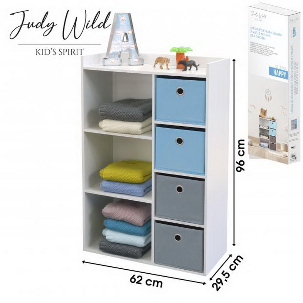 Kinder Kommode Kinderregal Regal+4 Schubladen Bücherregal Standregal Schrank