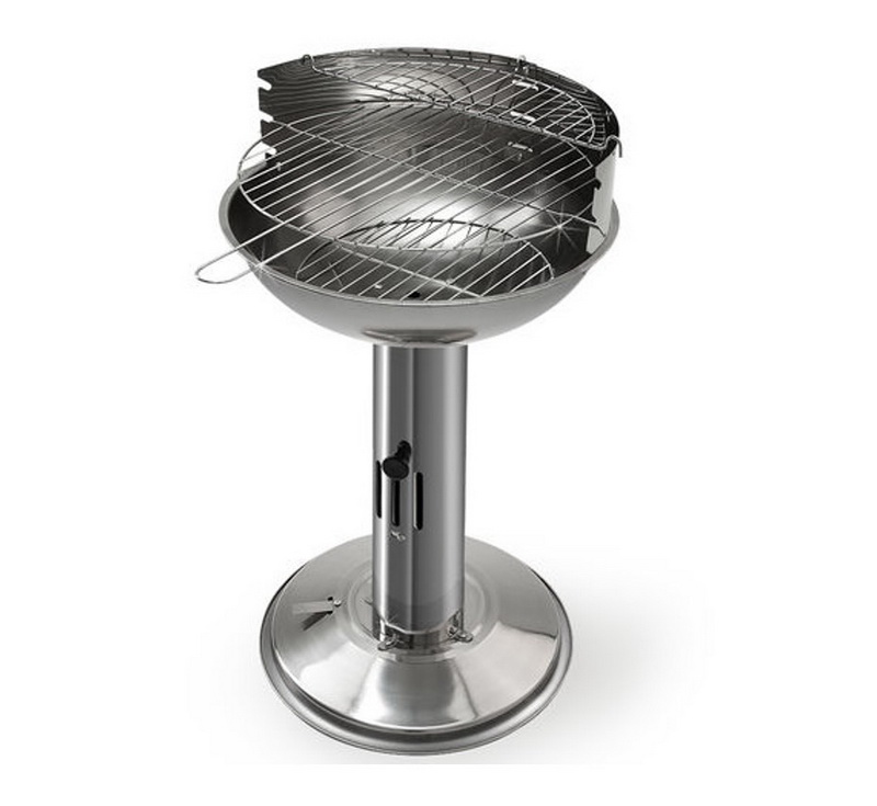 Michelino Edelstahl Grill Säulengrill Rund Holzkohlegrill Luftzufuhr