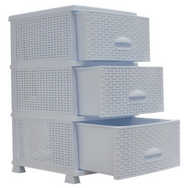 Kommode in Rattanoptik Schubladenschrank 3 Schubladen-Container Schrank