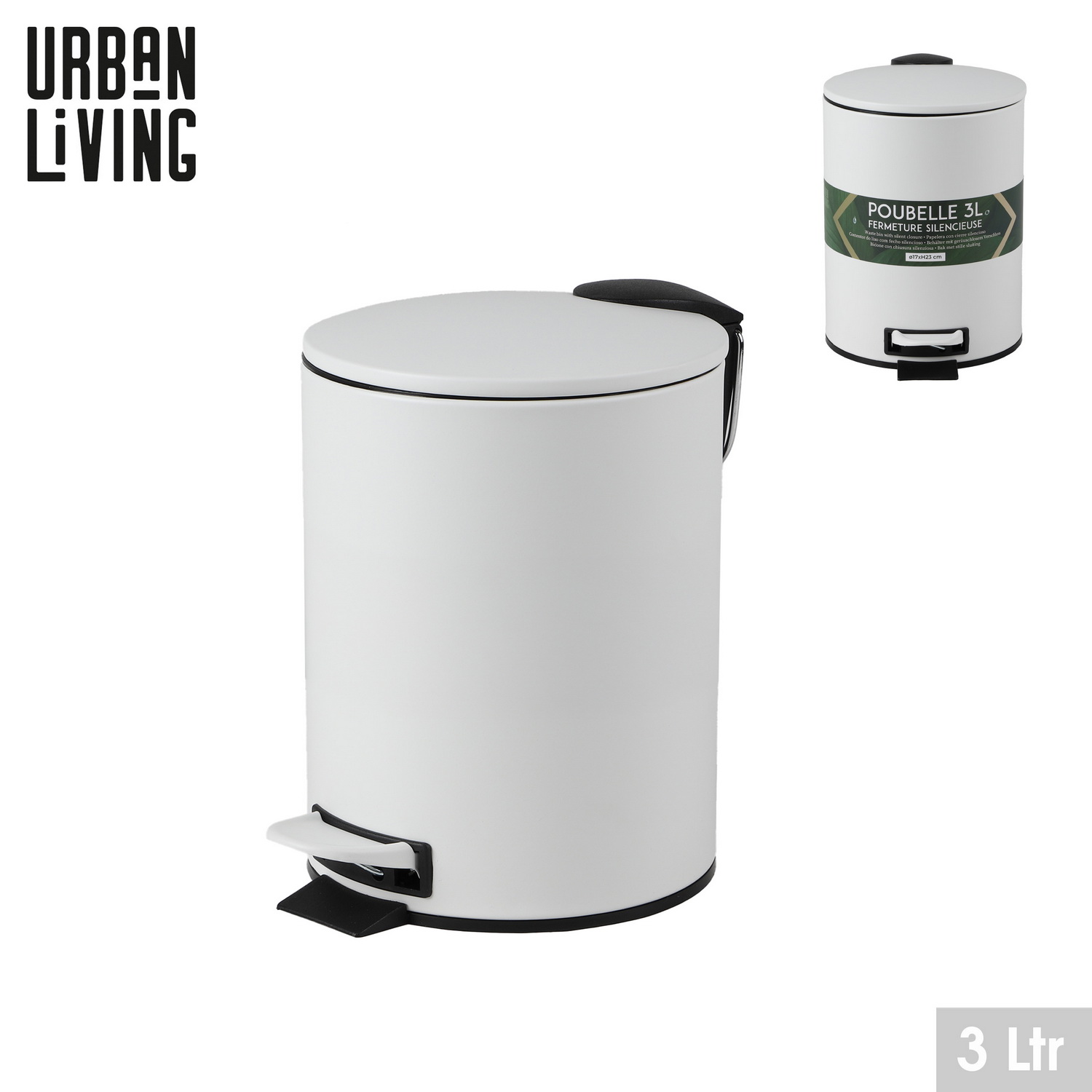Urban Living 3 L Kosmetikeimer Bad-Mülleimer Tret-Abfalleimer Tretmülleimer - Bild 19 von 19