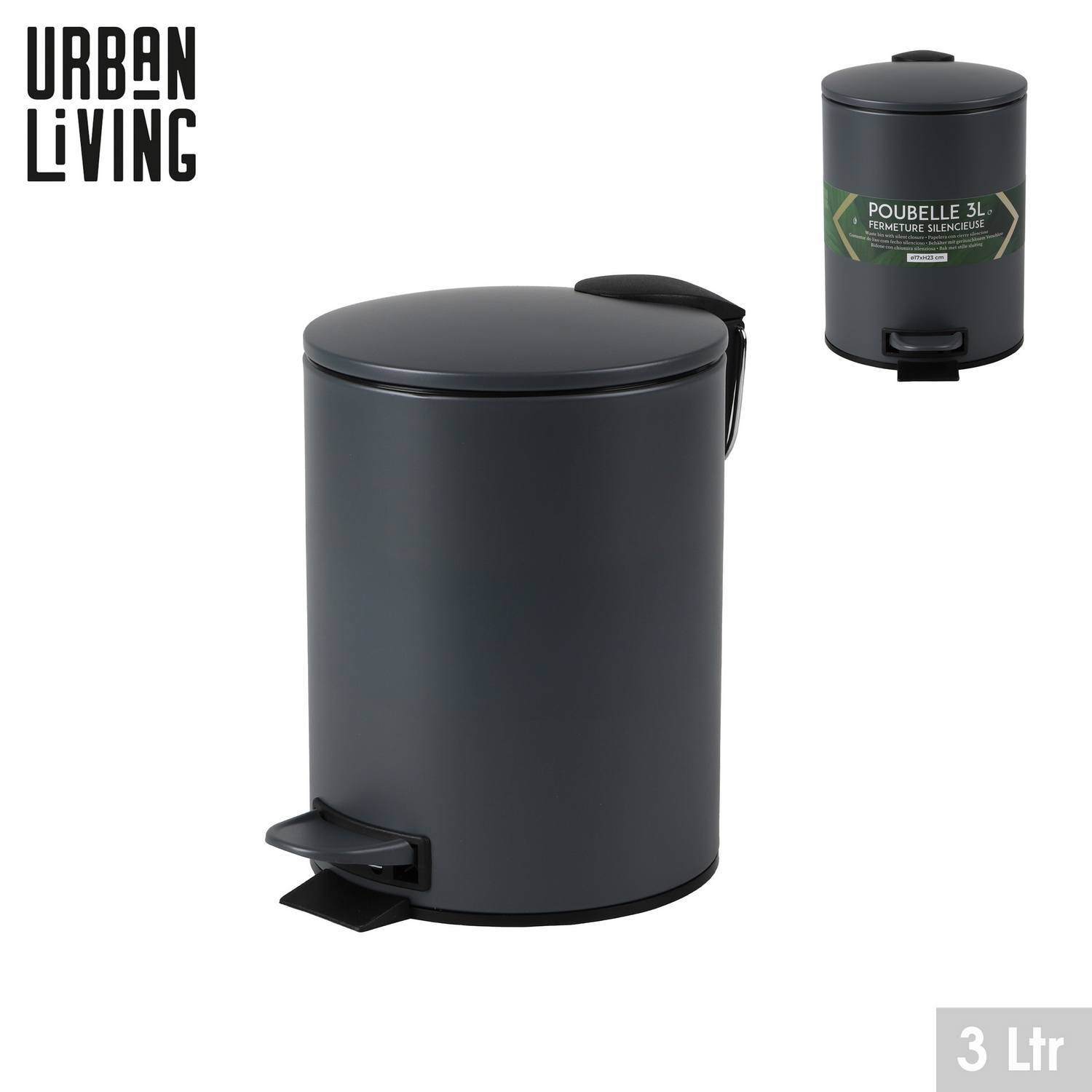 Urban Living 3 L Kosmetikeimer Bad-Mülleimer Tret-Abfalleimer Tretmülleimer - Bild 15 von 19