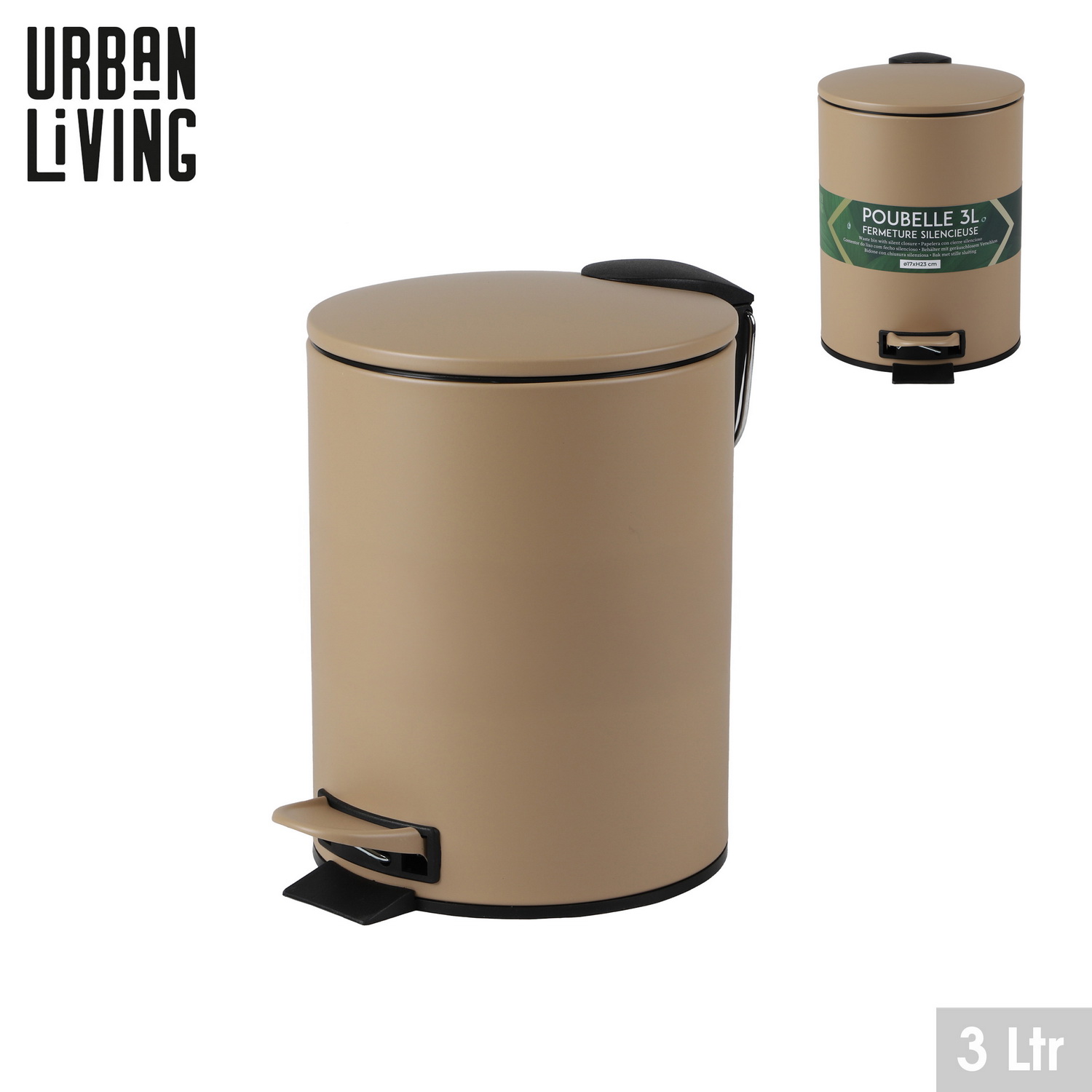 Urban Living 3 L Kosmetikeimer Bad-Mülleimer Tret-Abfalleimer Tretmülleimer - Bild 18 von 19