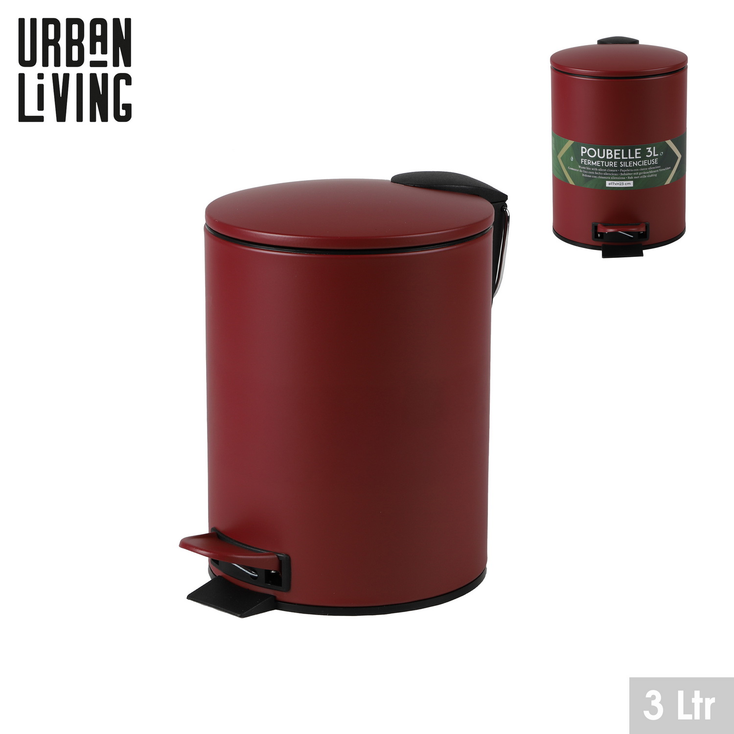 Urban Living 3 L Kosmetikeimer Bad-Mülleimer Tret-Abfalleimer Tretmülleimer - Bild 17 von 19