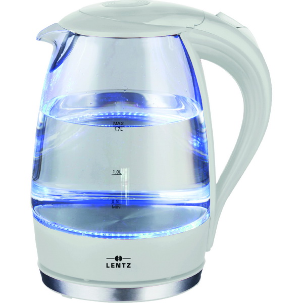 Lentz 1,7 Liter Glas-Wasserkocher 74100 Weiß